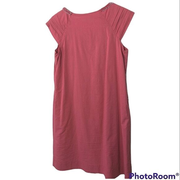 Merona Dark Salmon Tulle Embellished Pleated Shoulder Shift Dress size M - Picture 2 of 9